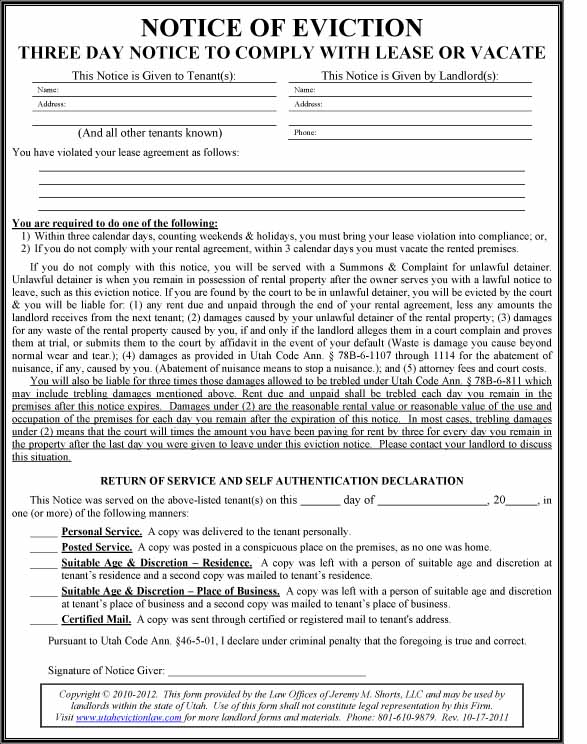 Utah Eviction Law Lease Violations